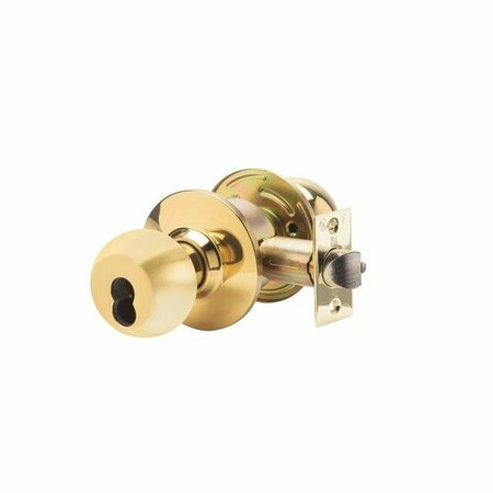 TRANS ATLANTIC CO. Brushed Brass Standard Duty Commercial Entry Door Knob with Interchangeable Core DL-SVB53IC-US3